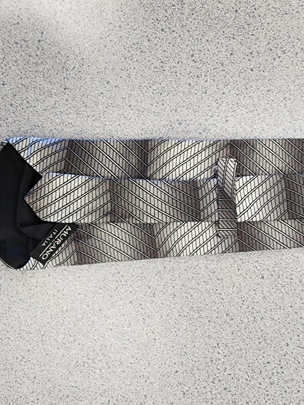 Murano Italia Gray Ombre Chevron Stripe Silk Necktie